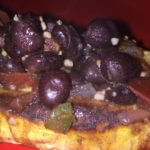Savory baked stuffed plantains with black beans
