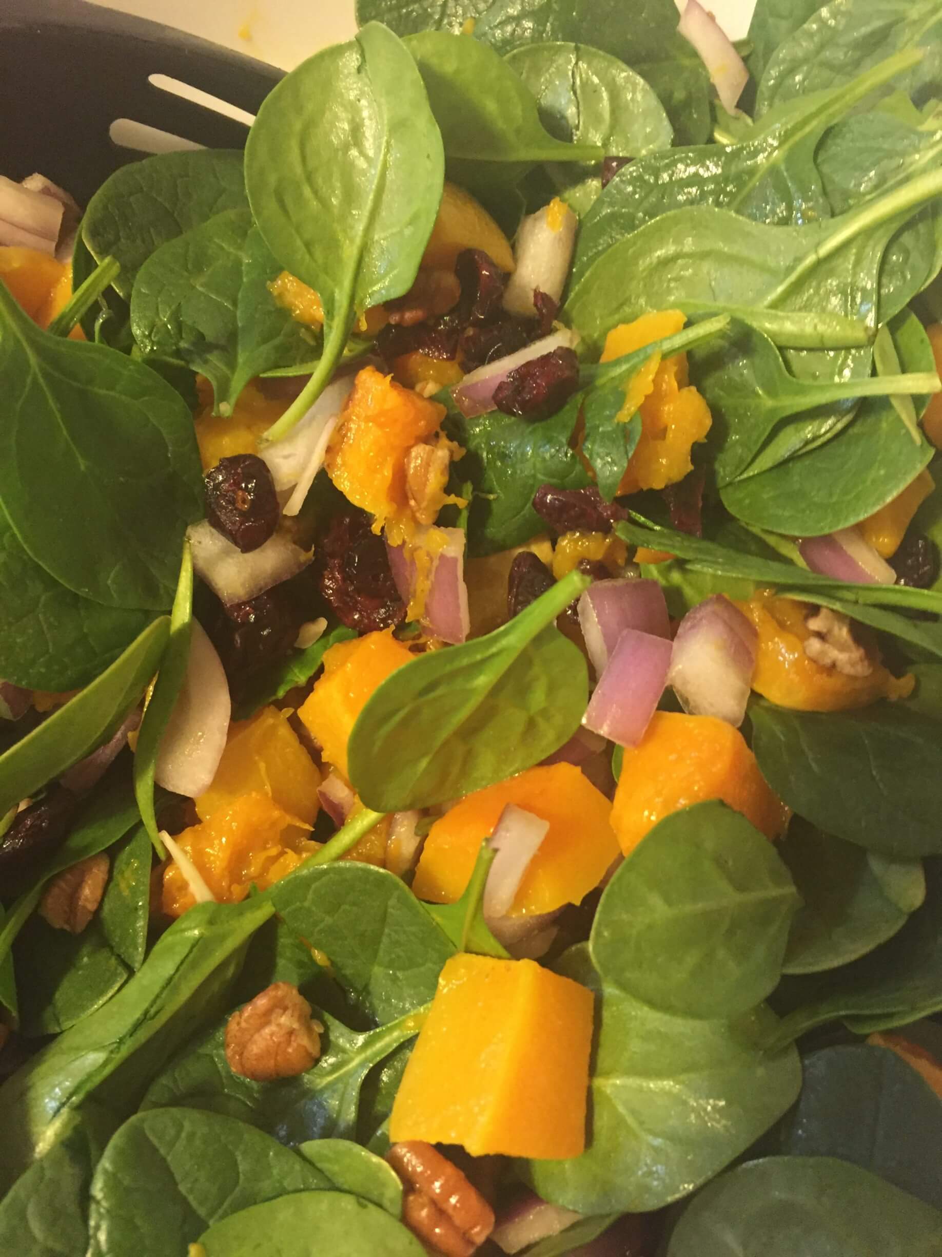 SPINACH AND BUTTERNUT SQUASH SALAD – November 13 – Spinach and Squash Month